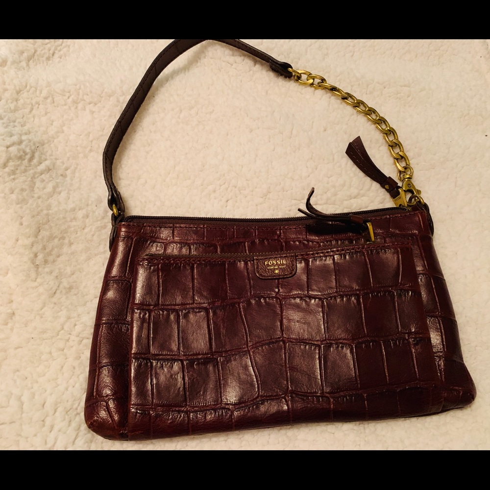 FOSSIL burgundy leather shoulder bag
